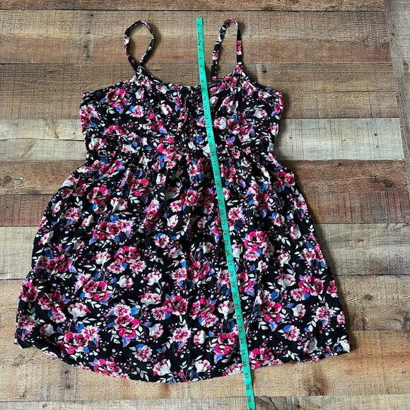 Torrid Floral Print Sundress Size 3 Black & Pink Flowers Adjustable Straps - Picture 3 of 9